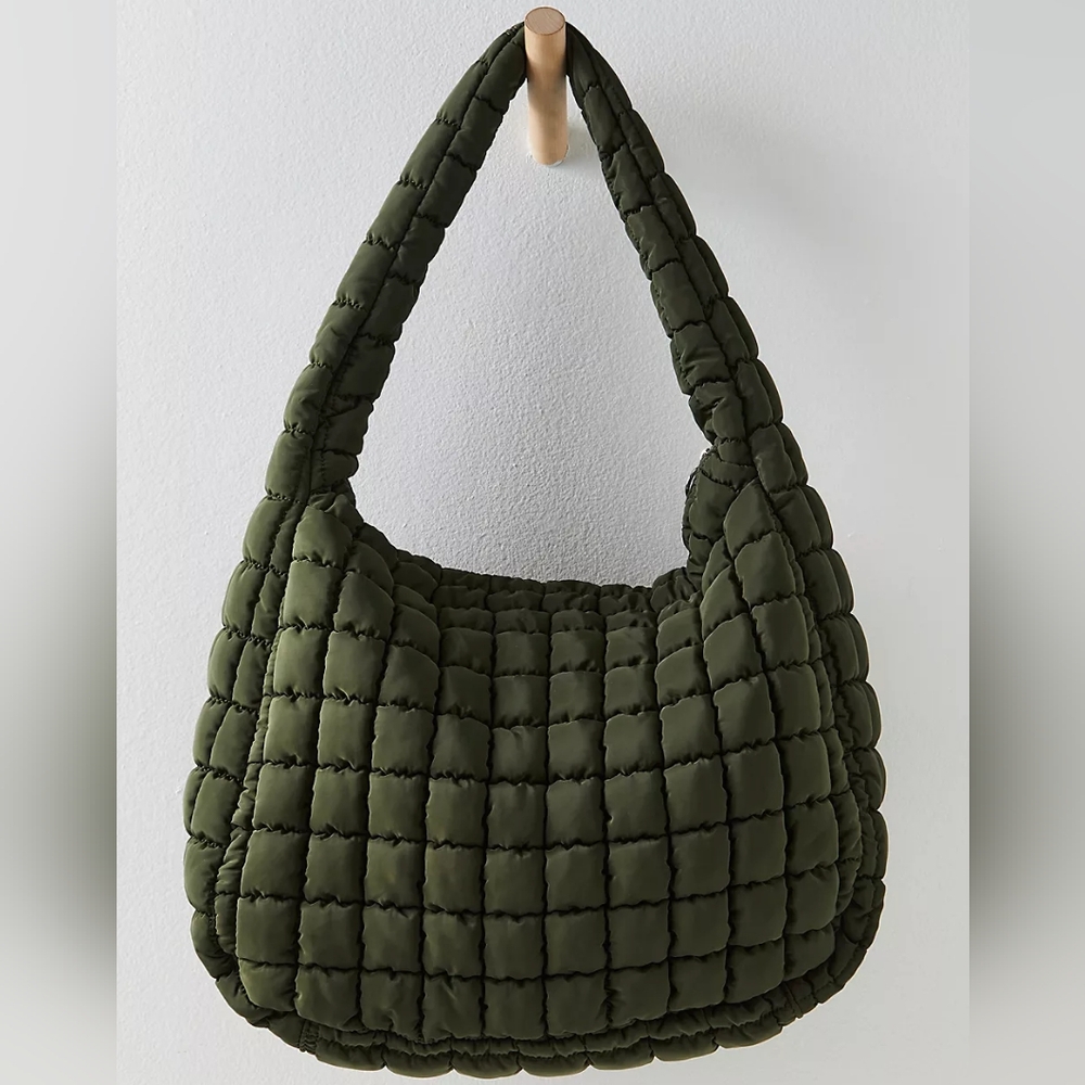 FP Movement Quilted Carryall Tote Bag Army Green Shoulder Hobo Gym Free People